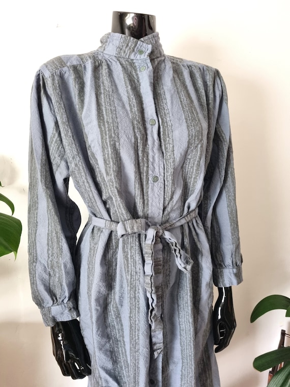 Vintage VUOKKO Blue-grey Wool Dress // Mandarin C… - image 3