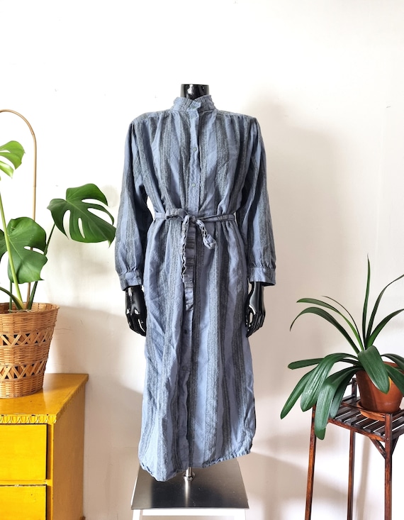 Vintage VUOKKO Blue-grey Wool Dress // Mandarin C… - image 1