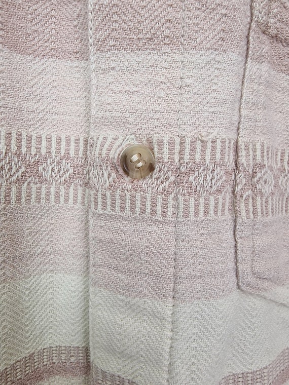 Vintage Men's Pale Pink Striped Button Up Shirt /… - image 4