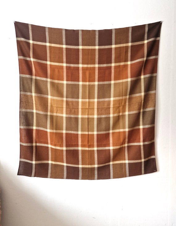 Vintage Brown Plaid Tablecloth // Finlayson Finland Tablecloth 