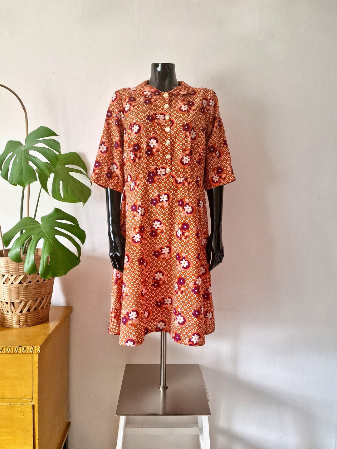 80’s Moiré Burnt Orange Cocktail Dress main image 0