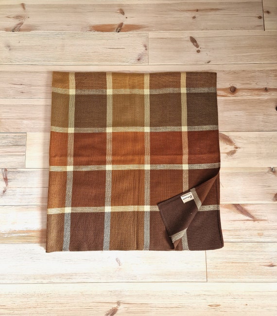 Vintage Brown Plaid Tablecloth // Finlayson Finland Tablecloth 