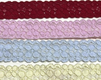 3cm wide Stretch Lace Trim, in 5 Colours, Elastic Lace Trim, Thin lace, Lingerie lace, lace, stretch lace, French lace