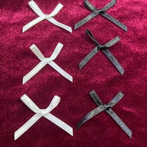 6 Stück, kleine Satinschleifen, Dessous Unterwäsche, 3mm Schleifen, kleine Schleifen, Schleifen, kleine Schleifen, schwarze Schleifen, weiße Schleifen, Satinschleifen, Bastelschleifen