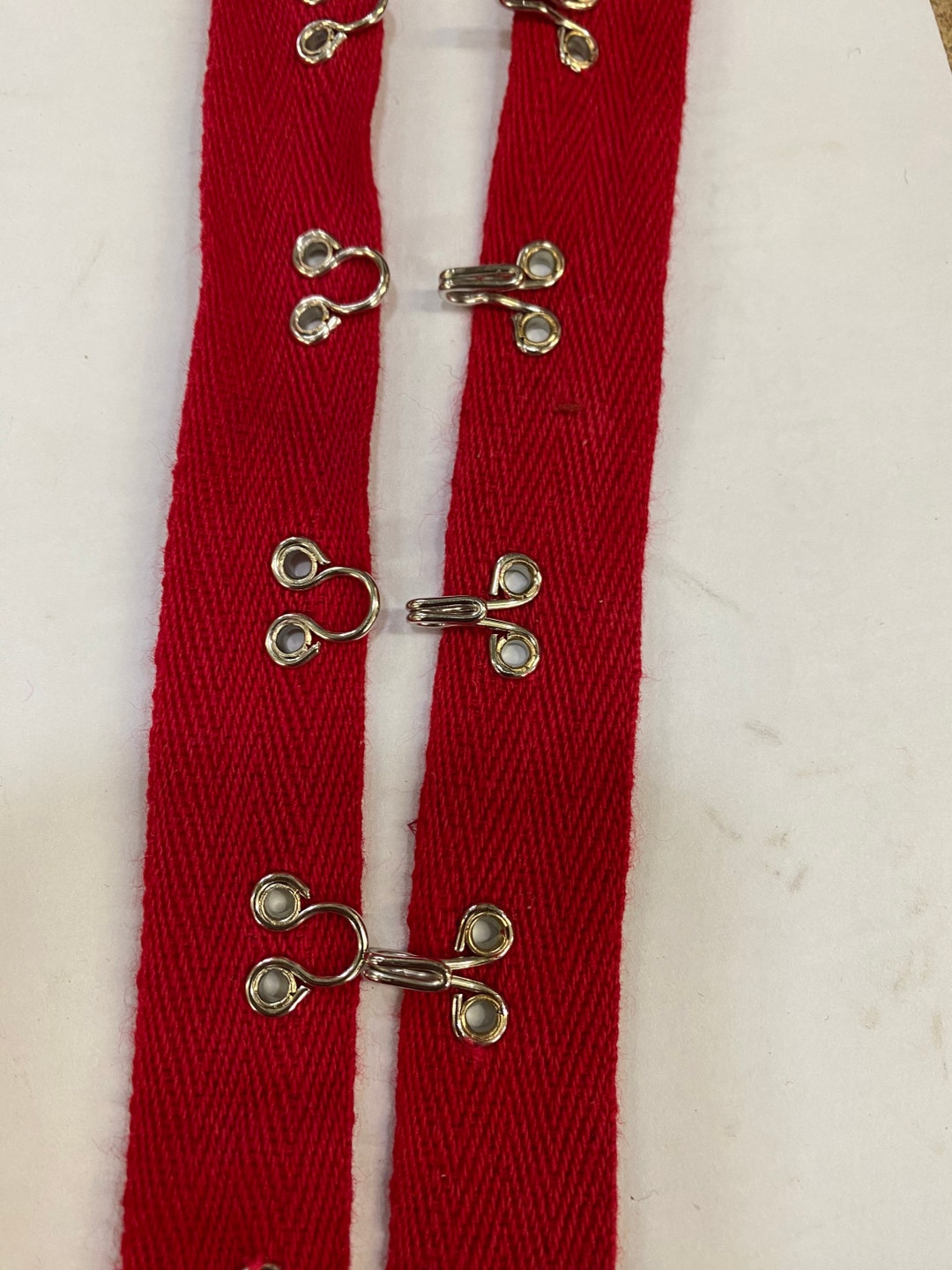 20mm, Hook and Eye Tape Cotton Twill, Red Hook and Eye Tape, Chunky