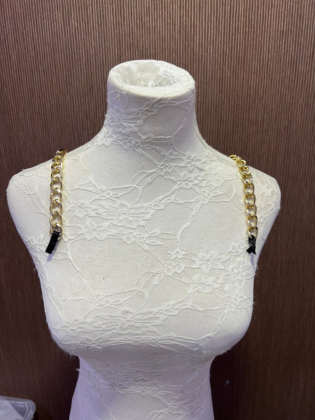 7mm Black With Gold Chain Adjustable Bra Straps, Fashion Bra Straps ...