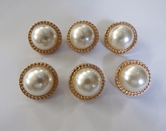 40L 25mm Pearl Gold Shank Buttons, Gold buttons, Costume Buttons, Coat Buttons, Clothing Buttons, fashion buttons, Pearl button, Metal