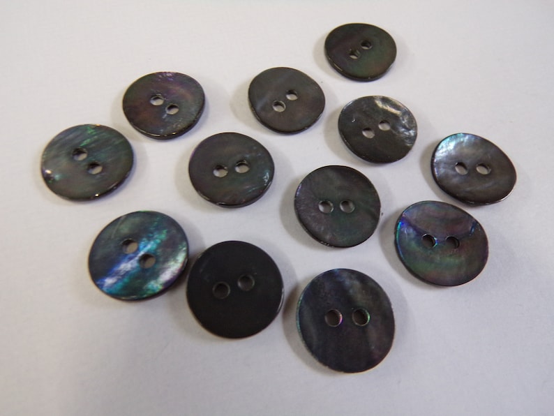 Black Shell Button 13mm Mother of Pearl Buttons, Silver Shell Sewing Buttons, 2-hole ...
