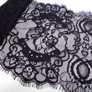 Fine and Delicate Lace, Black or White Eyelash Lace Trim, 20cm wide, eyelash lace