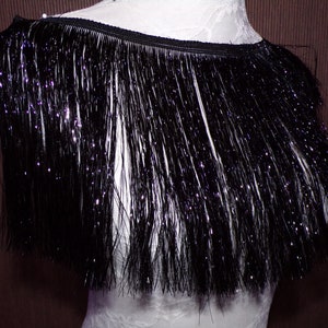 20cm, Fringe Trim, abbigliamento da ballo, abbigliamento da festa, capi di moda, frangia in lamina, frangia da festival, frangia in lamina nera, frangia da discoteca, frangia natalizia
