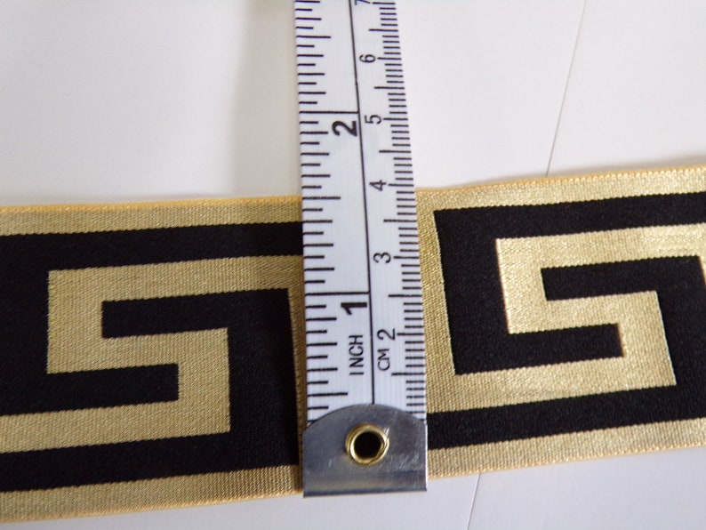 Elastic 25mm 35mm 40mm wide, multiple options, Quality Elastic, jacquard elastic, zig zag elastic, Greek key elastic, elastics, logo,1mtr Greek style BLKGOLD