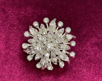 Diamante Starburst broche, 5 cm, juweel, broche, diamanté broche, zilveren broche