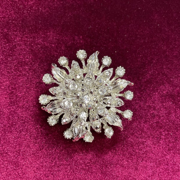 Diamante Starburst Brooch, 5cm, Jewel, brooch, diamanté brooch, silver brooch