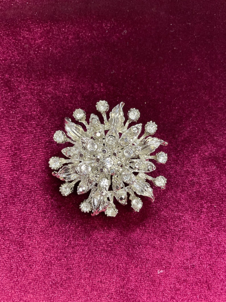 Diamante Starburst Brooch, 5cm, Jewel, brooch, diamanté brooch, silver brooch image 1