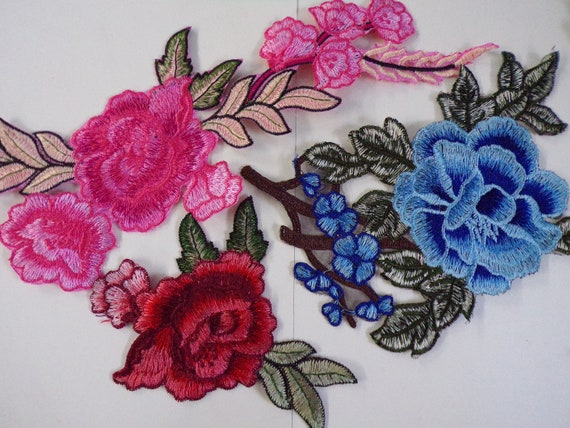 Us Patch Mohn Applikation Patch Blume, Blüte, Kalifornien Abzeichen 1-3/4 3er Pack Bestickte Blume Blume Kalifornien Patch