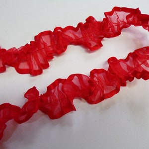 Schönes rotes Zierband zum Nähen, Basteln, 3cm breit, gerafft Organza, Rüschen, rote Rüsche, Weihnachten
