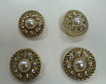 40L buttons, diamanté pearl buttons, gold buttons, pearl buttons, diamanté buttons, jacket buttons, fashion buttons