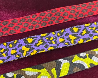 No Stretch Animal Print tape, Printed Tape, Leopard Print, no stretch tape, woven tape, animal print tape, Embroidered tape