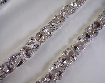 Diamante Stones Trim, Rhinestone Ribbon for Bridal, Sash Diamante Wedding, Belt, Jewel iron on, Bag, Craft, jewel trim, diamanté iron on
