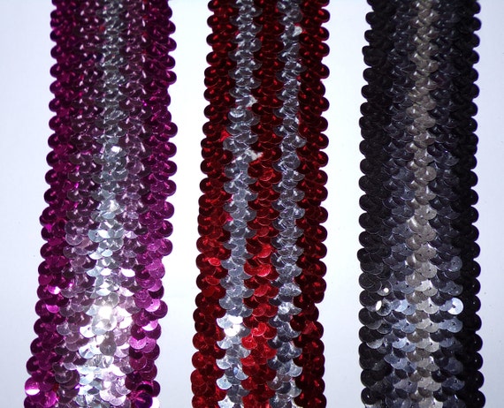 4.5cm Wide Stretch Sequin Trim, Sequin Elastic, Decorative Trim