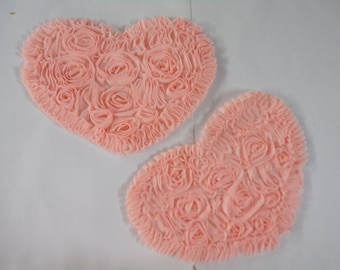 Heart Applique, Flower Applique, Iron on patch, Lace flowers, Decor, Sewing, Craft, heart, ruffle trim
