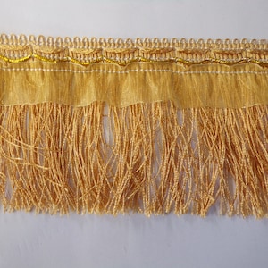 10cm Satin Fransenborte, Gelbe Fransenborte für Kleidung, Tanzkleidung, Dekoration, Nähen, Handwerk