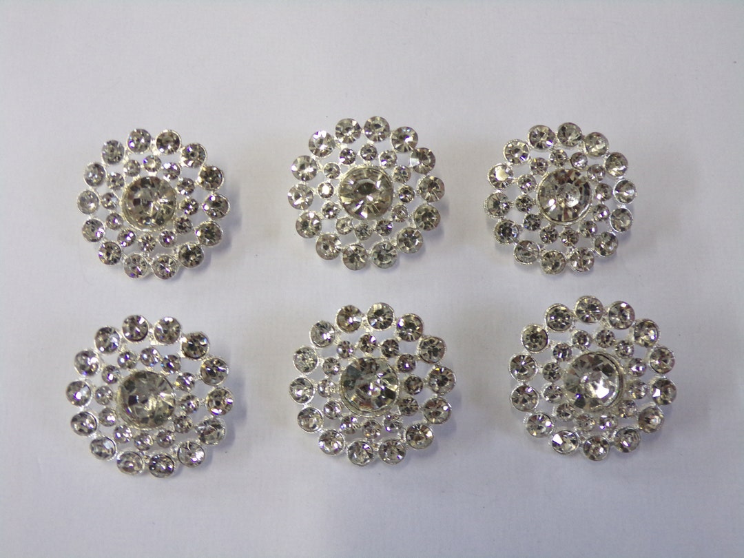 Assorted Faux Diamante Shank Buttons - Mixed Colors & Sizes For Crafts, Knitting, And Clothing