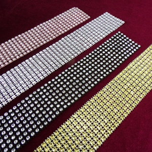 1 mètre, bordure imitation strass, ruban 40 mm, 4 couleurs, strass facile à coudre, aspect strass 8 rangs, décoration, embellissement