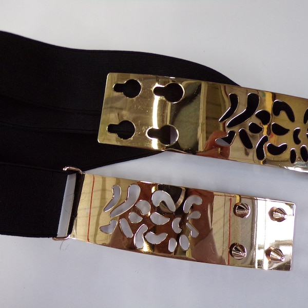 Black Elastic Belt with Gold Metal Buckle, Stretch Belt, Elastic Belt, Dress, Coat, Jacket belt, belt