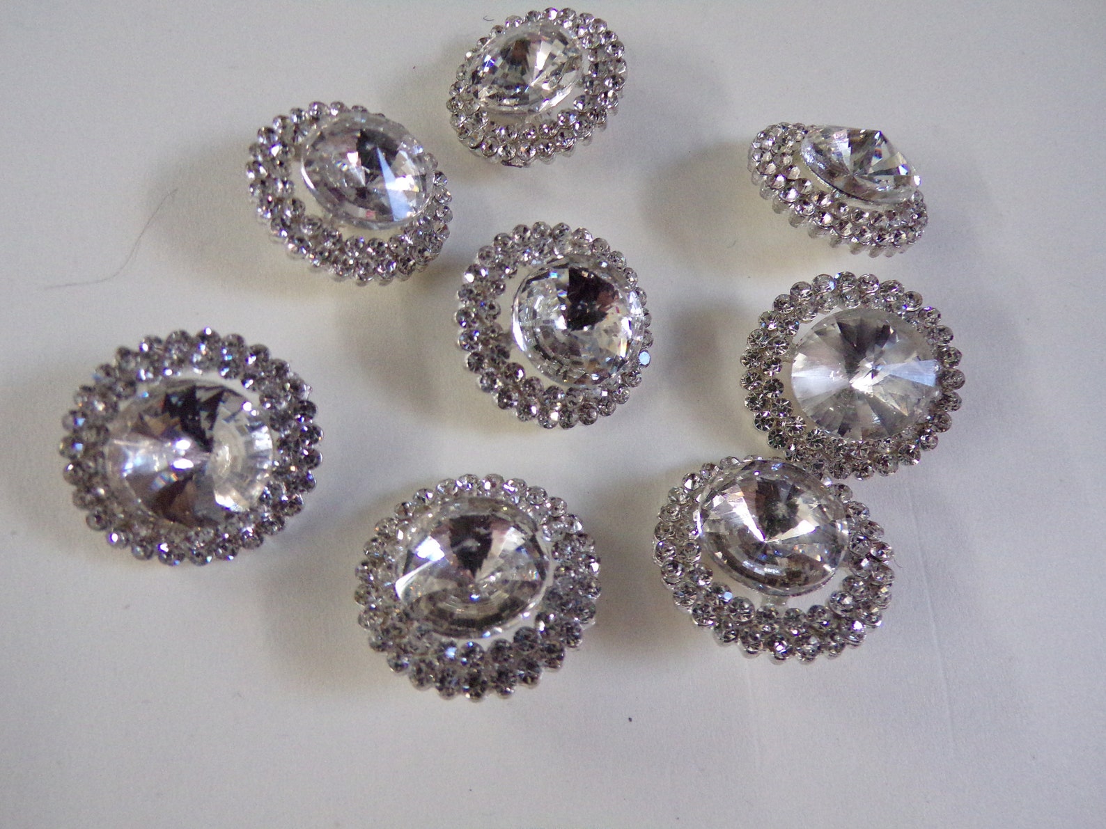 36l-23mm Diamante Metal Silver Buttons, Diamante Buttons, Perfect for ...