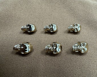 skull buttons, metal buttons, skull head buttons, gold skull button, buttons, biker buttons, skull button metal, metal button