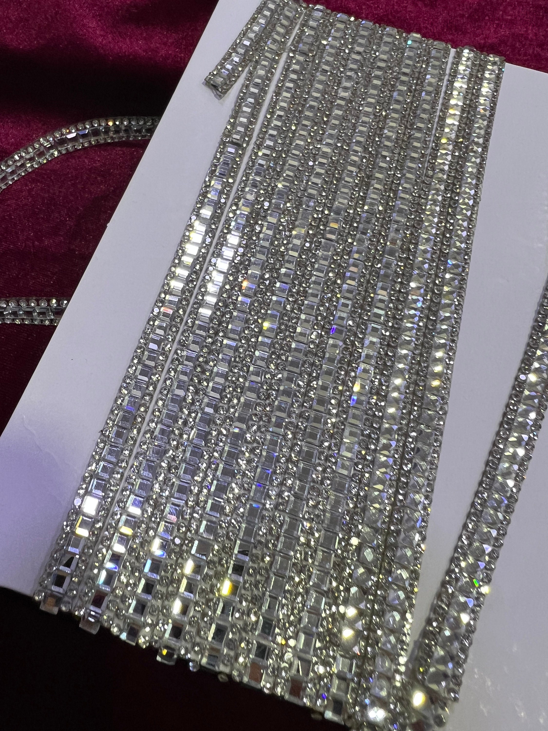 2 Colori 24 Righe Nastro Di Diamond Mesh Warp Maglia A Forma Di Diamante Rotolo Di Avvolgere Decorazione Della Festa Nuziale(Oro - Foto 13