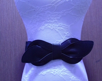 Black Elastic Belt, Wide Elasticated Stretch Belt, Brown Belt, elastic belt, stretch belt, leaf design belt, bow belt