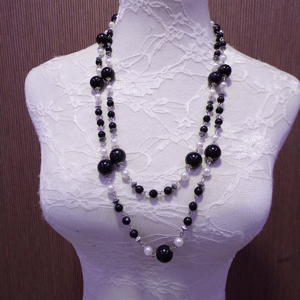 Black Bead Necklace Etsy