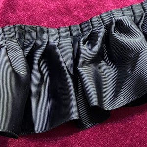 Black Pleated Edging Trim, Webbing Ribbon material, Pleatded Trim, Gathered Trim, Pleated Fringe, Black Trim,