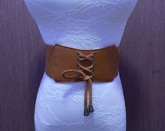 Brown Elastic Belt, Corset Belt, Wide Elasticated Stretch Belt, Brown Belt