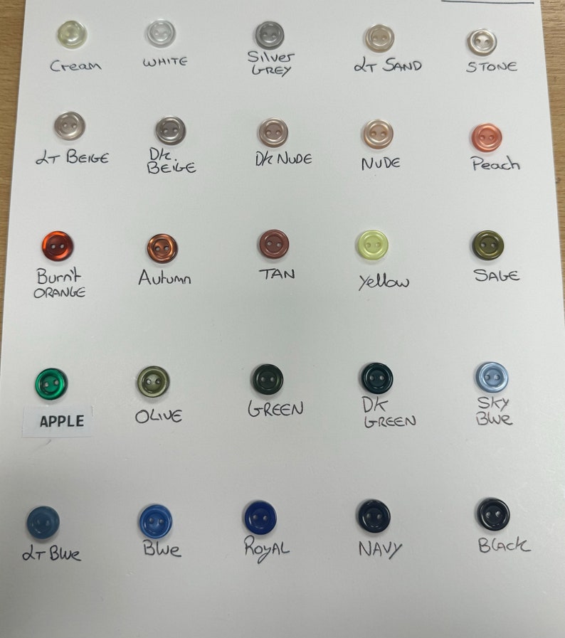 Shirt Buttons, 18L Buttons, 2 Hole Buttons, Buttons, Coloured Buttons ...