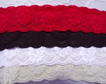 5cm wide Delicate Soft Stretch Lace Trim, Stretch lace, Soft Lingerie lace, 1mtr, lace, nylon lace.