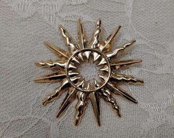 sunflower brooch 2, sun brooch, pin, swimwear brooch, sarong brooch. gold pin