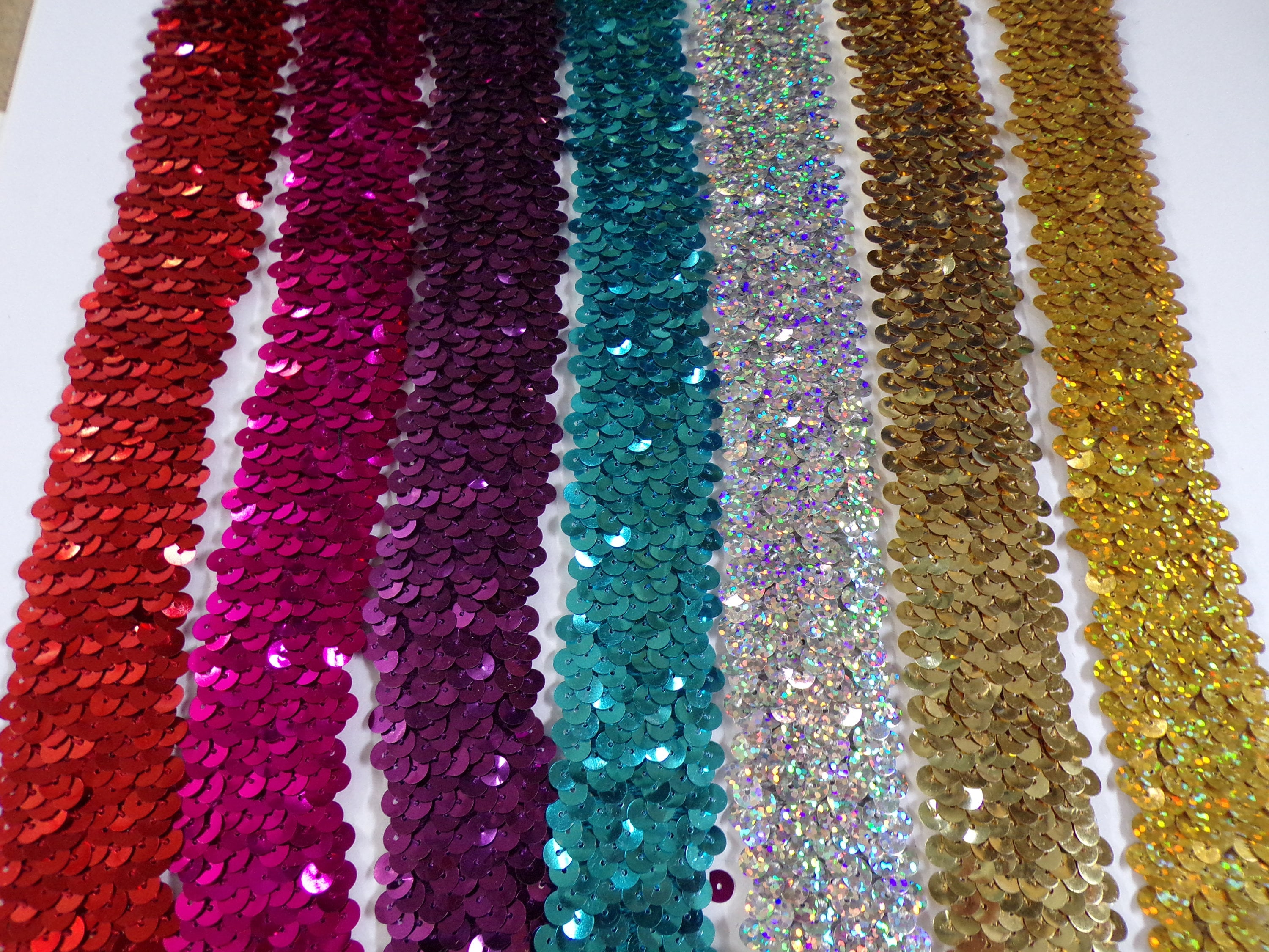 Ruban à Paillettes élastique Neotims - 20 Couleurs Au Mètre, Idéal Pour Customiser Vos Robes Et Vêtements