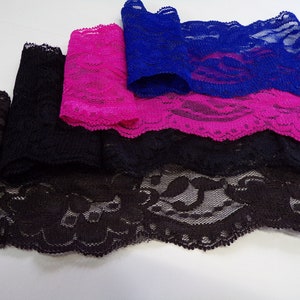 9cm wide Stretch lace trim for Sewing, Craft, Dress, Lingerie, lace, 7 colours, lace, stretch lace, fashion lace