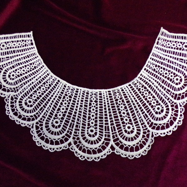 Guipure Lace Necktrim in White colour. Embroidered Collar, Sewing, neck collar, cotton collar