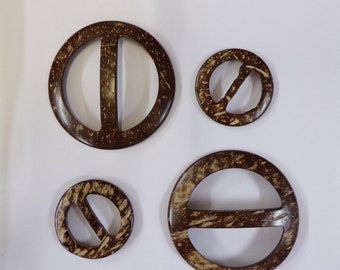Natural Coconut Shell Buckle, Light Weight Natural Buckle, Macrame rings, Knitting, Sewing, Coconut buckles, coconut slides, slides, buckle