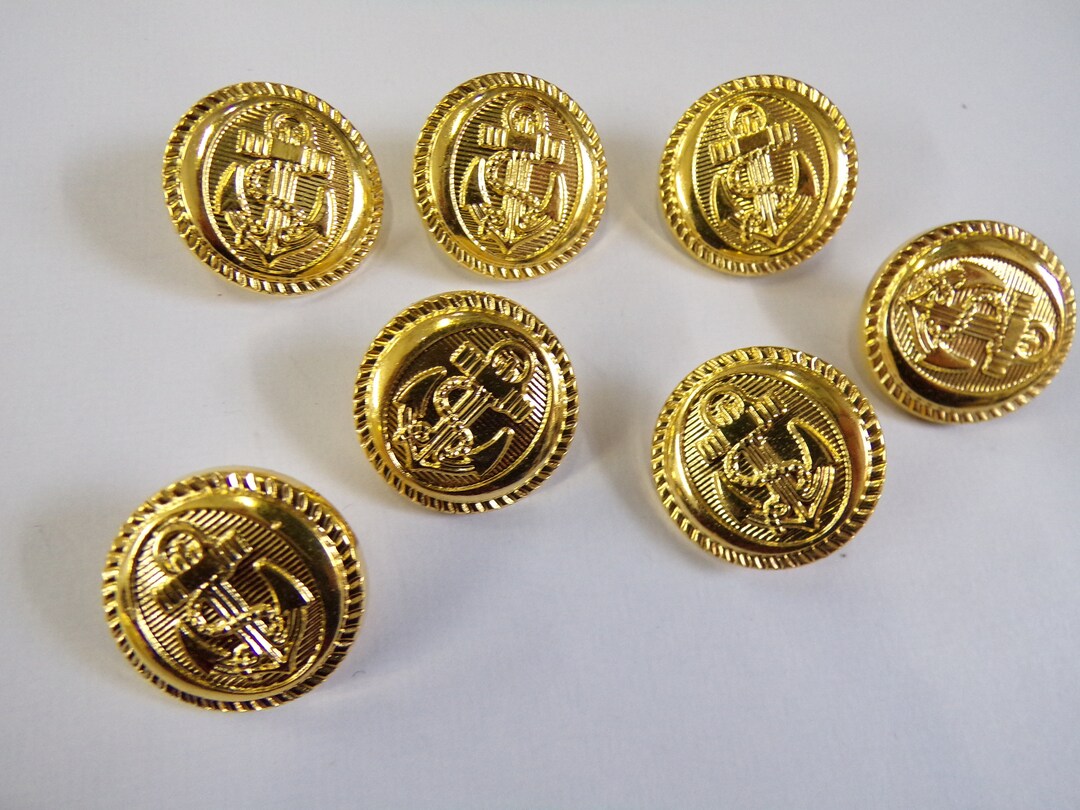 20 Bottoni Metallici Con Ancora – Accessori Da Cucito In Lega Di Zinco, Dorati, 15mm