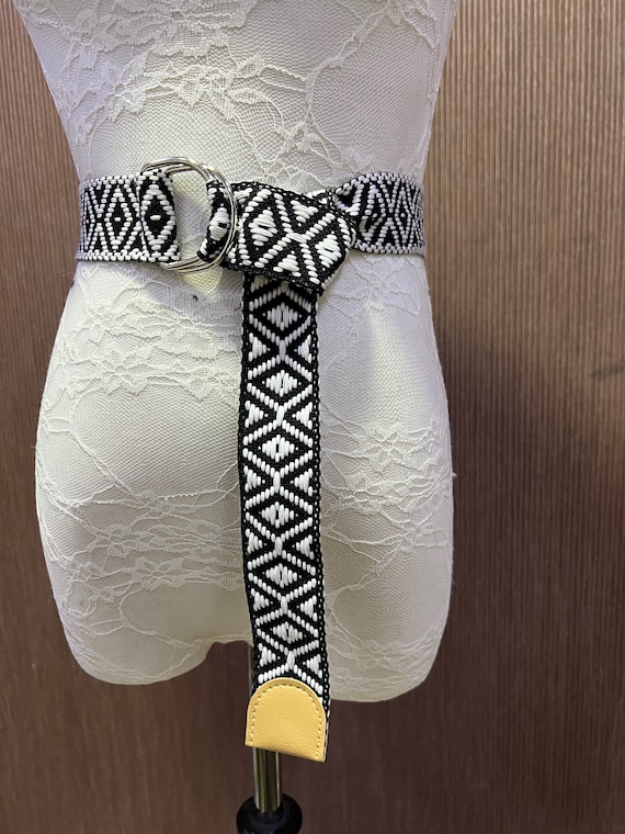 Woven Aztec Patterned Belt, Black and White Belt, Woven Belt  display picture 3