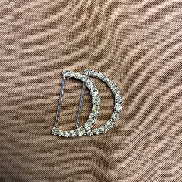 D ring, rhinestone d ring, diamanté d ring, silver d ring, d buckle