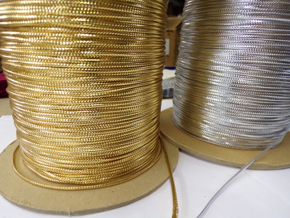 2mm Gold Silver Cord, Metallic Braided Cord, Lurex Cord, Christmas