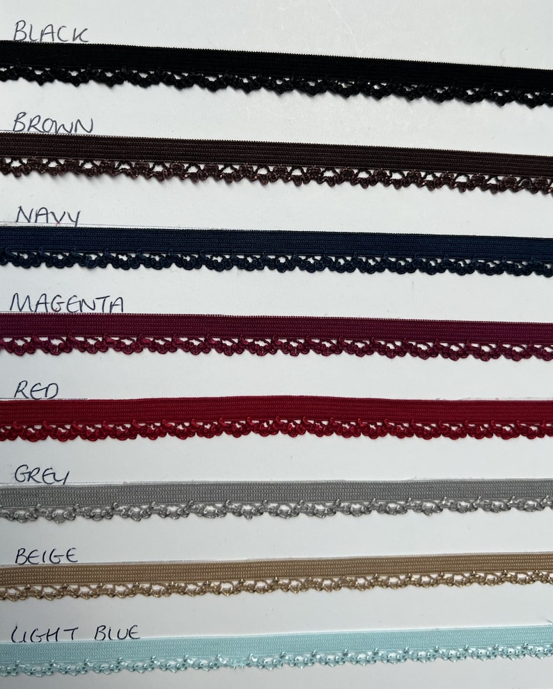 10mm, Lingerie Elastic, Elastic Lace Trim for underwear, ric Rac elastic, knicker elastic, frill elastic. Lingerie elastic, picot elastic image 4