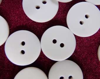 6pcs Matt Flat White Buttons 16mm 26L, Shirt Buttons, Dress Buttons, Sewing Knitting