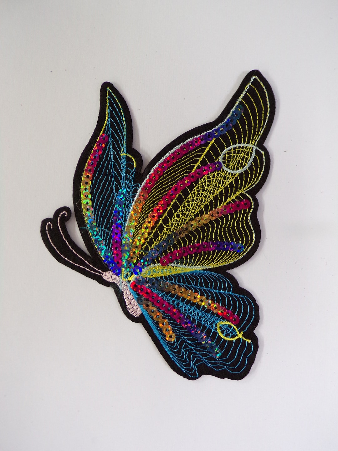 Sequin Butterfly Appliques Embroidered Patch Sequin Iron on Etsy